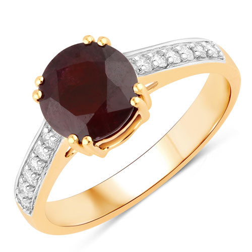 2.20 Carat Ruby and Diamond 14K Yellow Gold Engagement Ring