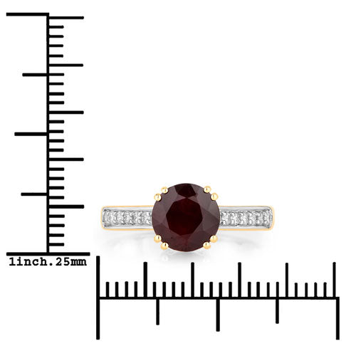 2.20 Carat Ruby and Diamond 14K Yellow Gold Engagement Ring