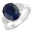 Anillo de Zafiro Azul y Diamante de 4.46 Quilates en Oro Blanco de 14K