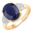Anillo de Zafiro Azul y Diamante de 14K de 4.46 Quilates