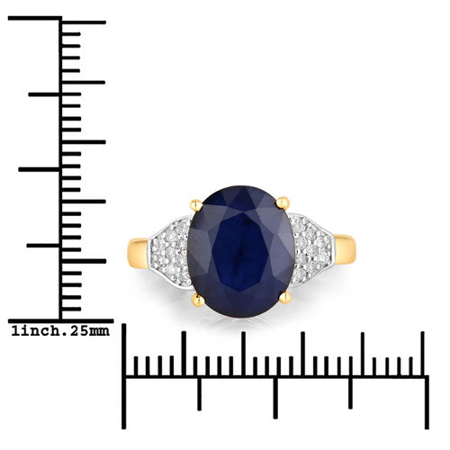 Anillo de Zafiro Azul y Diamante de 14K de 4.46 Quilates