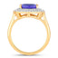 4.84 Carat Genuine Tanzanite and White Diamond 14K Yellow Gold Ring
