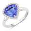 Anillo de 2.60 quilates de tanzanita genuina y diamante en oro blanco de 14 quilates
