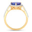 Bague en Or Jaune 14K avec Tanzanite et Diamants Blancs de 2,49 Carats