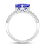 3.18 Carat Genuine Tanzanite and White Diamond 14K White Gold Ring