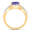3.56 Carat Genuine Tanzanite and White Diamond Ring in 14K Yellow Gold