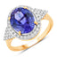 Anillo de 4.13 quilates de tanzanita genuina y diamantes en oro amarillo de 14 quilates