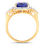 Anillo de 4.13 quilates de tanzanita genuina y diamantes en oro amarillo de 14 quilates