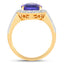 Bague en or jaune 14K avec tanzanite véritable de 4,02 carats et diamants blancs