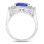 5.17 Carat Genuine Tanzanite and White Diamond 14K White Gold Ring