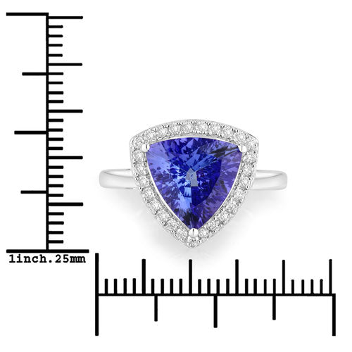 Bague Halo en Tanzanite et Diamants Blancs de 3,23 Carats