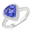2.57 Carat Genuine Tanzanite & Diamond 14K White Gold Engagement Ring