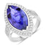 Anillo de 5.57 quilates de tanzanita genuina y diamante blanco en oro blanco de 14 quilates