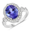 Anillo de 3.85 quilates de tanzanita genuina y diamante en oro blanco de 14 quilates