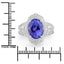 6.56 Carat Genuine Tanzanite and White Diamond 14K White Gold Ring