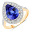 Anillo Halo de Tanzanita y Diamante Blanco de 3.37 Quilates