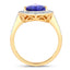 Anillo Halo de Tanzanita y Diamante Blanco de 3.37 Quilates