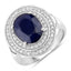 4.82 Carat Blue Sapphire and Diamond 14K White Gold Engagement Ring