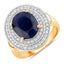 Anillo de Compromiso de Zafiro Azul y Diamante de 4.82 Quilates en Oro Amarillo de 14K