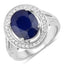 Anillo de Compromiso de Zafiro Azul y Diamante de 4.74 Quilates en Oro Blanco de 14K