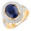Anillo de Compromiso de Zafiro Azul y Diamante de 4.74 Quilates en Oro Amarillo de 14K