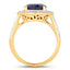 Anillo de Compromiso de Zafiro Azul y Diamante de 4.74 Quilates en Oro Amarillo de 14K