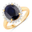 4.63 Carat Blue Sapphire and Diamond Halo Ring in 14K Gold