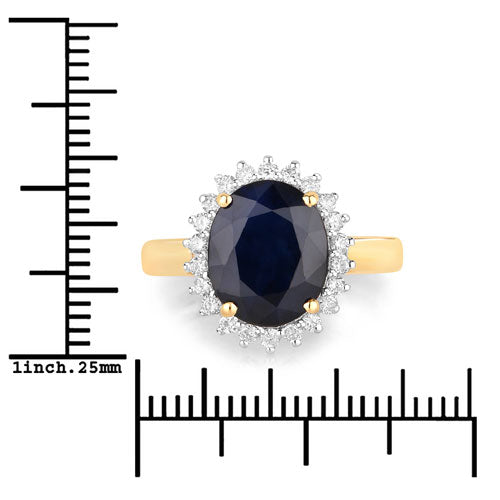 4.63 Carat Blue Sapphire and Diamond Halo Ring in 14K Gold