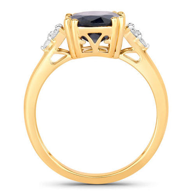 Bague en or jaune 14K avec saphir bleu de 4,50 carats et diamants