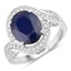 Bague de fiançailles en or blanc 14K avec saphir bleu de 4,69 carats et diamants