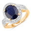 4.69 Carat Blue Sapphire and Diamond 14K Yellow Gold Ring