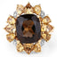 14K Yellow Gold Plated Smoky Quartz & Citrine Cocktail Ring