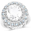 Anillo de Plata Esterlina con Cuarzo Cristal de 5.90 Quilates y Topacio Azul Suizo