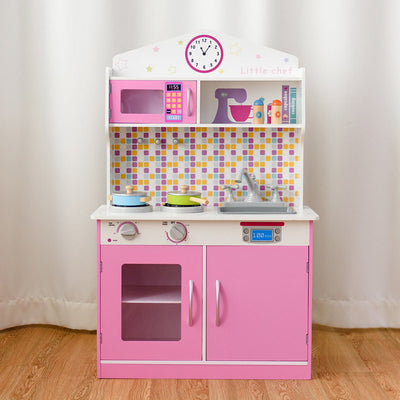 Kids Wooden Pretend Cooking Playset - Pink