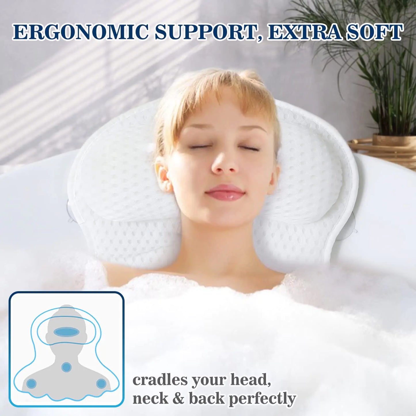 Coussin de Bain de Luxe pour le Soutien du Cou et du Dos