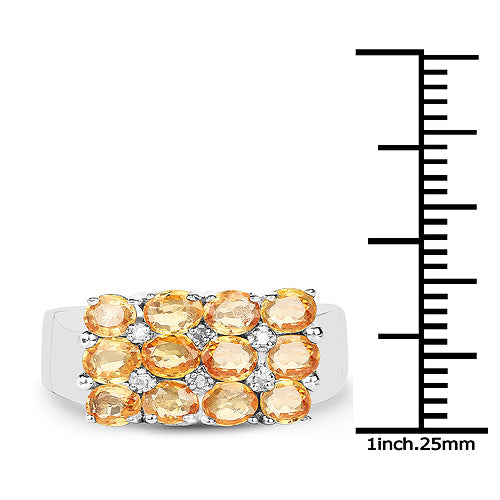 Bague de fiançailles en argent sterling avec saphir jaune de 2,67 carats et diamants