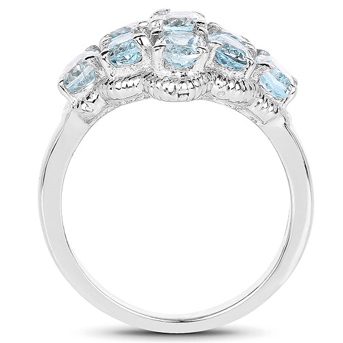 Anillo de Compromiso de Plata Esterlina con Topacio Azul Genuino de 3.24 Quilates
