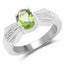 1.13 Carat Genuine Peridot and White Topaz Sterling Silver Ring