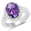 4.99 Carat Genuine Amethyst & White Topaz Sterling Silver Ring