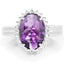 4.99 Carat Genuine Amethyst & White Topaz Sterling Silver Ring