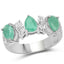 1.87 Carat Genuine Emerald and White Topaz Sterling Silver Ring