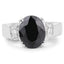 5.29 Carat Black Sapphire & White Topaz Sterling Silver Ring