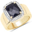14K Yellow Gold Plated Dyed Sapphire & White Topaz Halo Ring