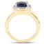 14K Yellow Gold Plated Dyed Sapphire & White Topaz Halo Ring