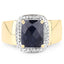 14K Yellow Gold Plated Dyed Sapphire & White Topaz Halo Ring