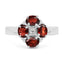 Bague en argent sterling avec grenat véritable de 2,02 carats et topaze blanche