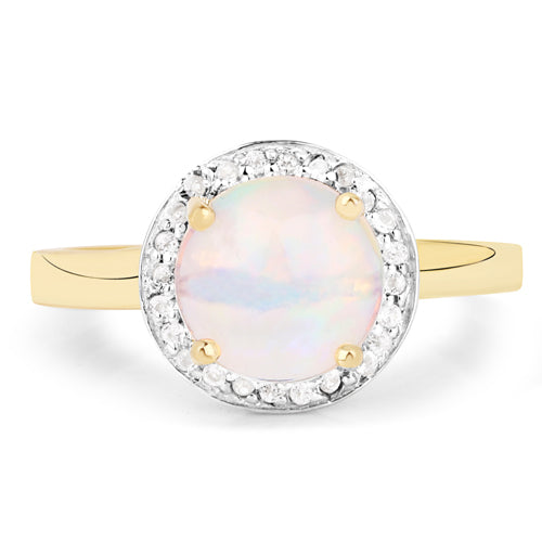 0.95 Carat Ethiopian Opal & White Topaz Sterling Silver Ring