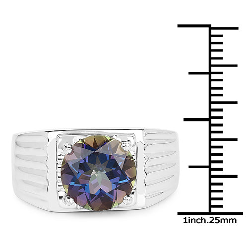 Bague de fiançailles en argent sterling avec topaze mystique de 4,75 carats