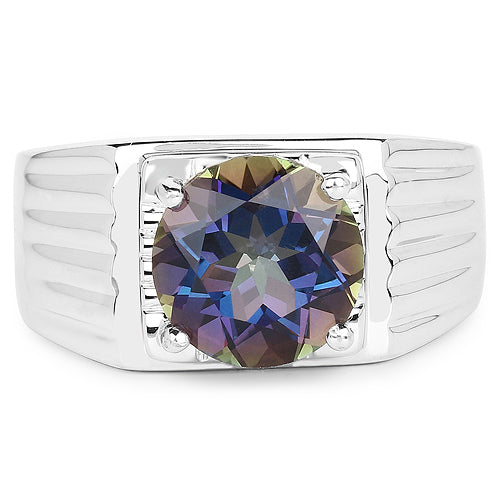 Bague de fiançailles en argent sterling avec topaze mystique de 4,75 carats