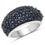 Bague en Argent Sterling avec Saphir Bleu de 3,28 Carats et Topaze Blanche
